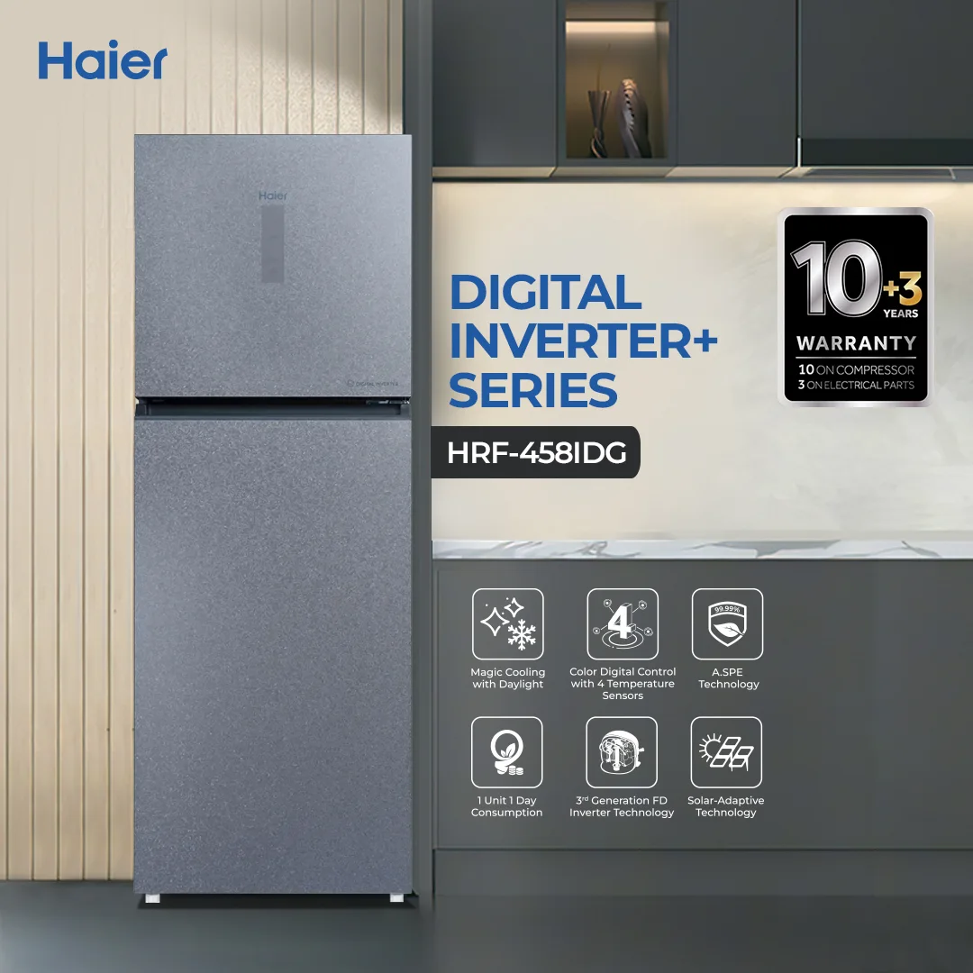 Haier - 16.17 CFT Refrigerator - Digital Inverter+ - 3rd Gen FD Inverter - Solar Adaptive Technology - HRF-458IDG+ — HRF-458IDG+