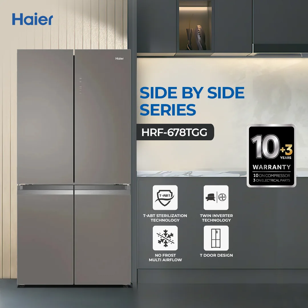Haier - 24CFT Refrigerator - T-Door Inverter - T-ABT Technology - No Frost - HRF-678TGG+ — HRF-678TGG+