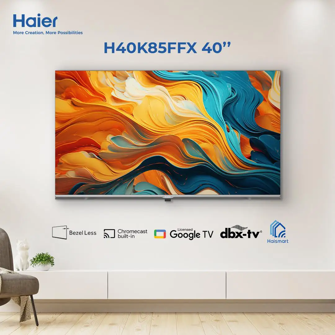 Haier - 40 Inch -Smart Google LED TV - Chromecast build in - Bazel Less - Mali G31 - H40K85FX+ — H40K85FX+