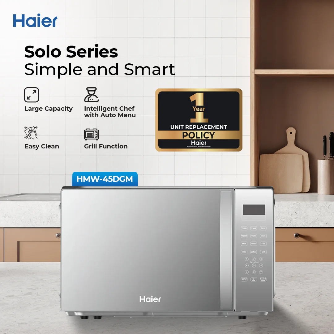Haier - 45L - Grill - Microwave Oven - Easy Clean - Intelligent Chef With Auto Menu - HMW-45DGM — HMW-45DGM