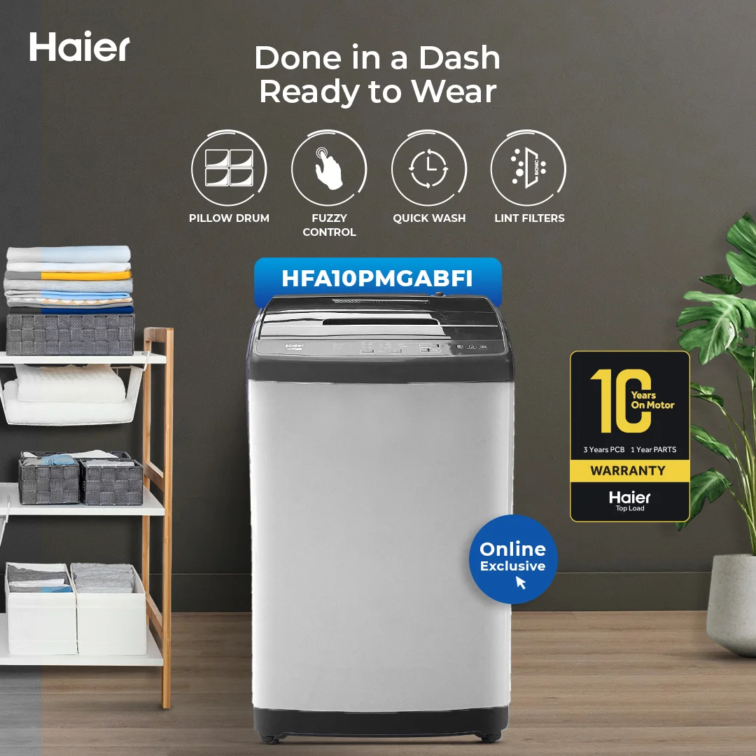 Haier 10kg Fully Automatic Washing Machine Top Loading HFA10PMGABFI