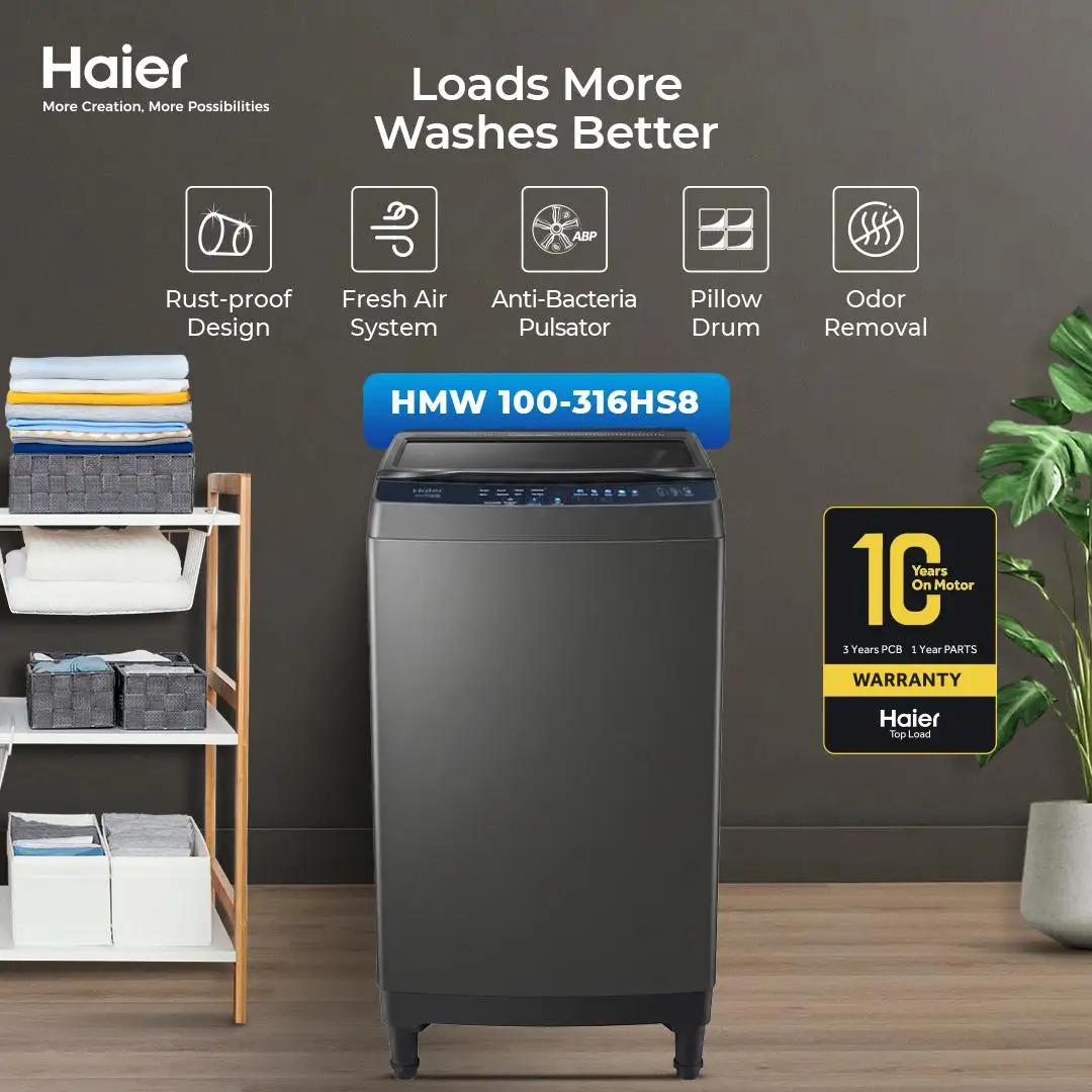 Haier - 10KG Fully Automatic Top Load Washing Machine - Fuzzy Control - HWM 100-316HS8 — HWM 100-316HS8