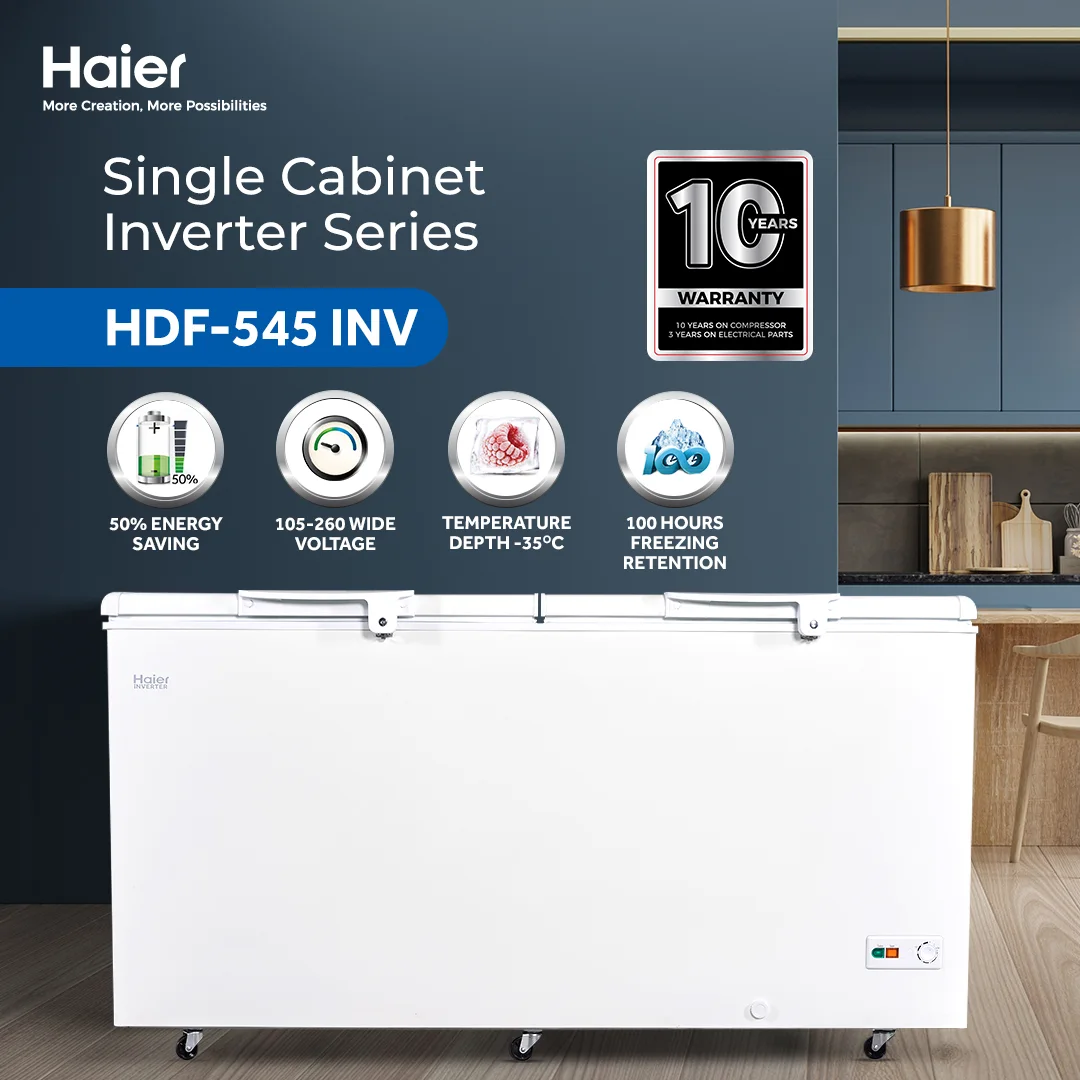 Haier - 19.2CFT Inverter Deep Freezer - -35% Cooling Depth - R290 Refrigerant - Double Door - HDF-545INV+ — HDF-545INV+
