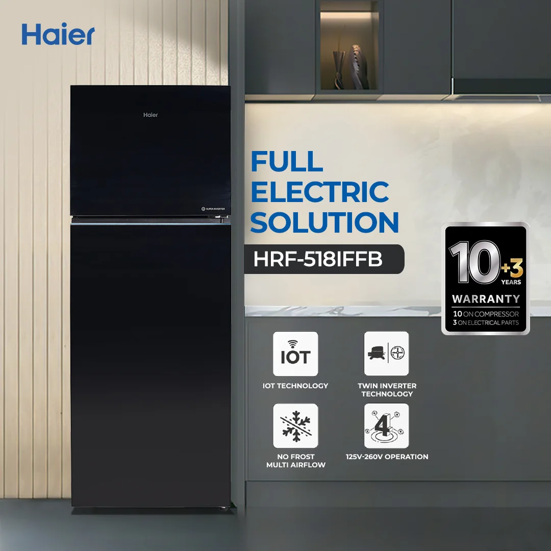 Haier - 18CFT Super Inverter Refrigerator - Super Frost Free - Double Magic Zone - DEO Freshness Technology - HRF-518IFFB+ — HRF-518IFFB+