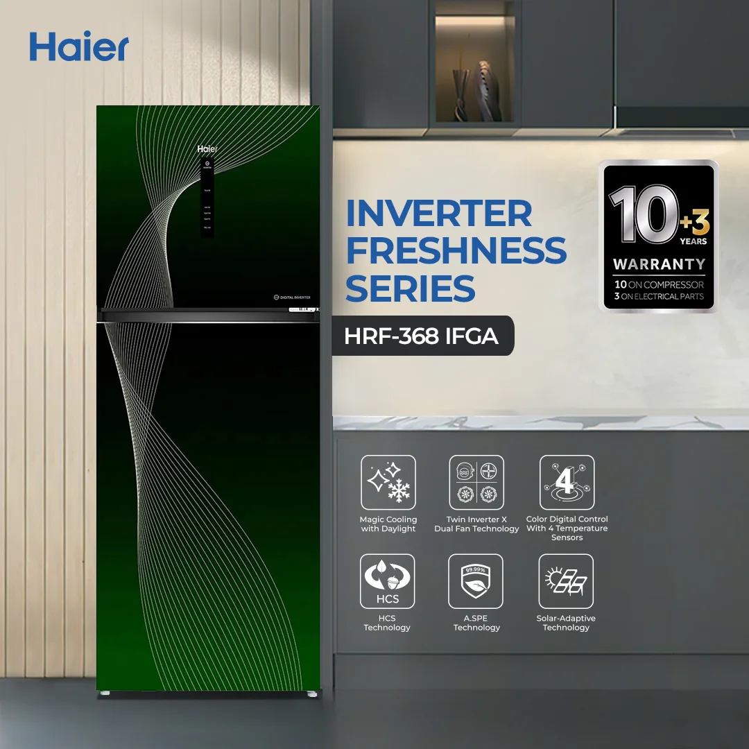 Haier - 13CFT HCS Digital Inverter Refrigerator - Frost Free - Dual Fan Technology - Solar Adaptive - HRF-368 IFRA/IFGA — HRF-368 IFRA/IFGA
