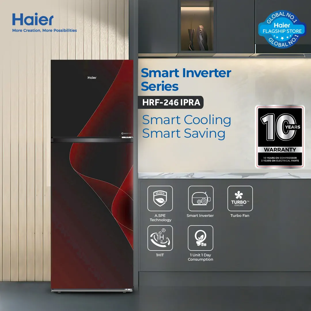 Haier - 8.6CFT Premium Refrigerator - Smart Inverter - A.SPE Technology - Touch Control - HRF-246 IPRA/IPGA — HRF-246 IPRA/IPGA