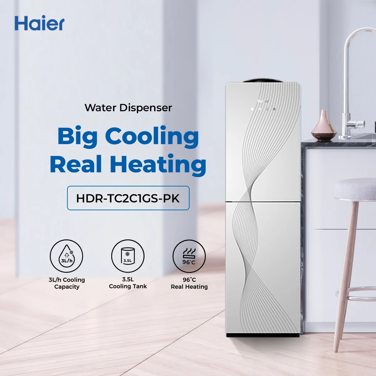 Haier - Refrigerator - Water Dispenser - Hot + Cold - HDR-TC3C1GS+ — HDR-TC3C1GS+