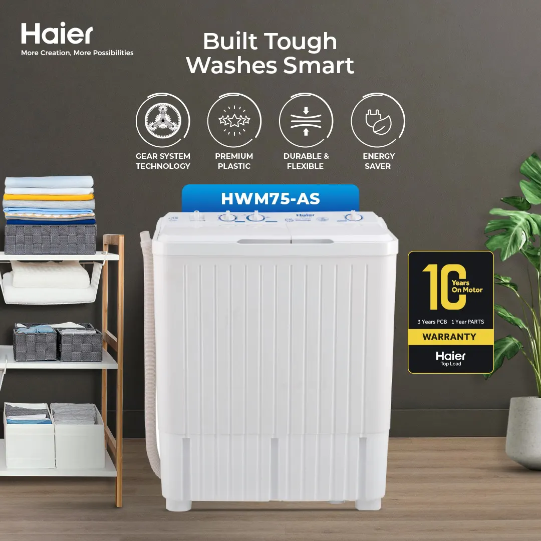 Haier 7.5kg - Twin Tub - Semi Automatic - Washing Machine - HWM 75-AS — HWM 75-AS