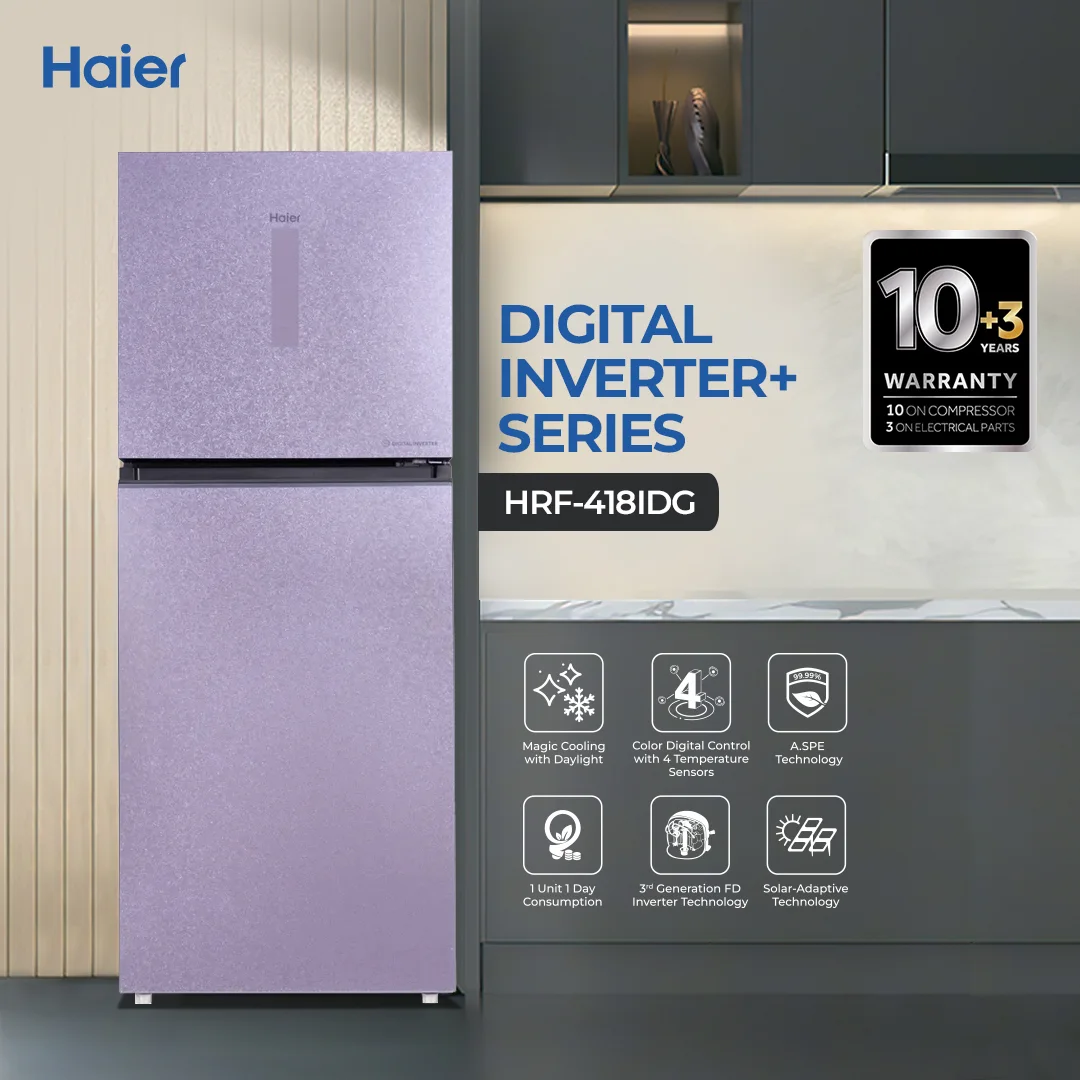 Haier - 14.76 CFT Refrigerator - Digital Inverter+ - 3rd Gen FD Inverter - Solar Adaptive Technology - HRF-418IDG+ — HRF-418IDG+
