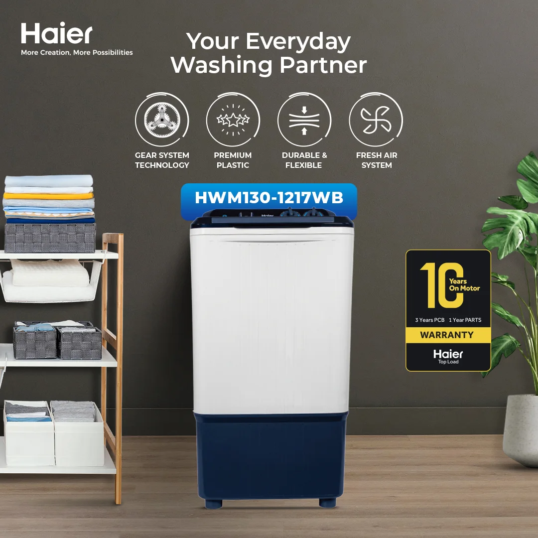 Haier - 13kg - Single Tub - Semi Automatic - Washing Machine - HWM 130-1217 WB — HWM 130-1217 WB