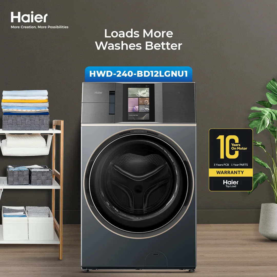 Haier - 24kg - Front Load - Washing Machine - Dryer - DM Motor - HWD 240-BD12LGNU1 — HWD 240-BD12LGNU1