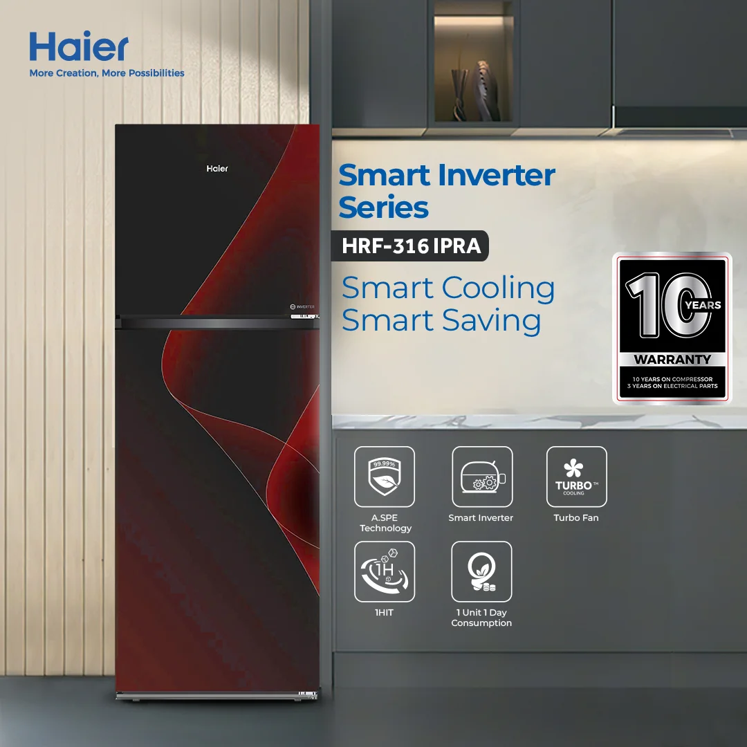 Haier - 11CFT Premium Refrigerator - Smart Inverter - A.SPE Technology - Touch Control - HRF-316 IPRA/IPGA — HRF-316 IPRA/IPGA