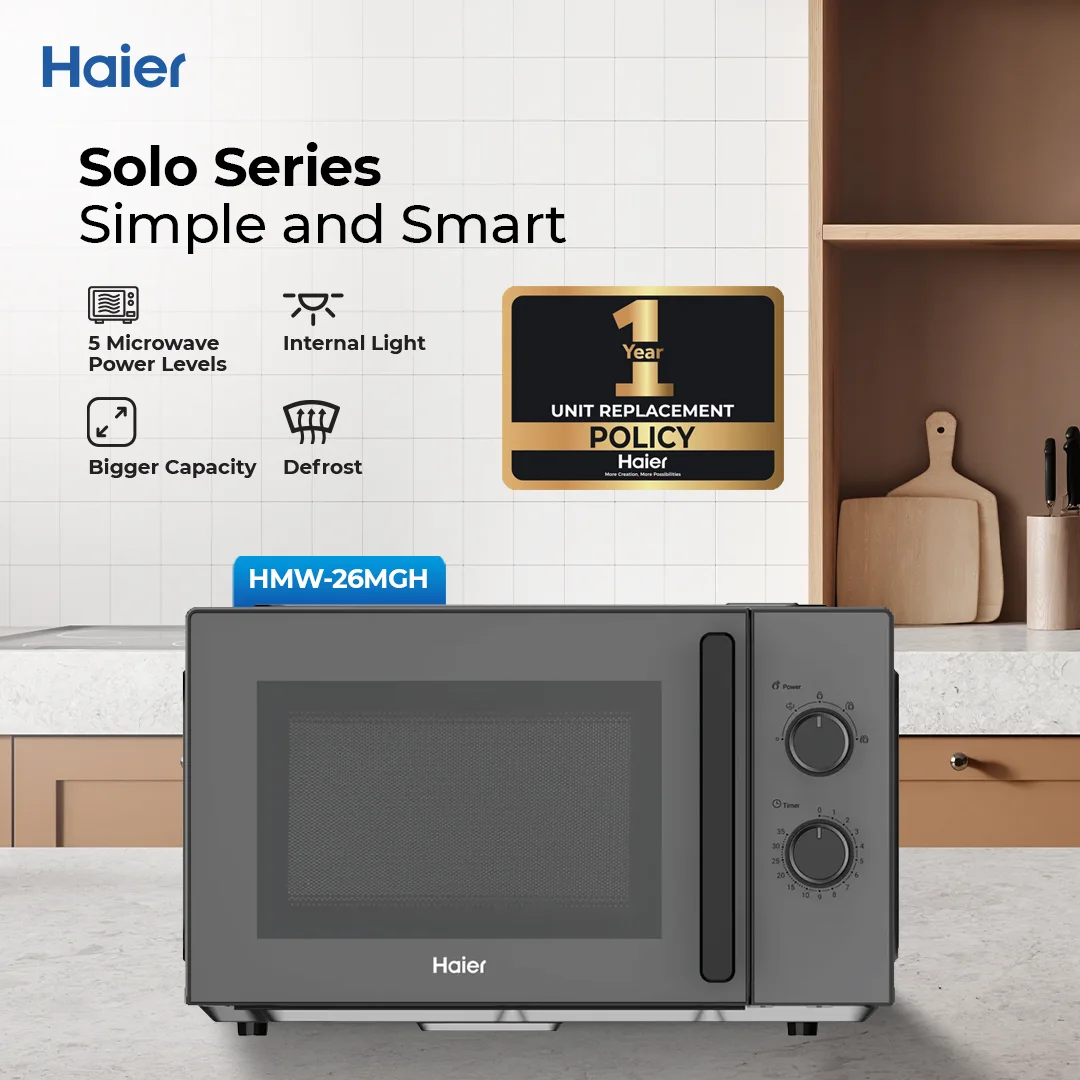 Haier - 25 L - Solo Series - Microwave Oven - Speed Defrost - Grilling - HMW-26MGH+ — HMW-26MGH+