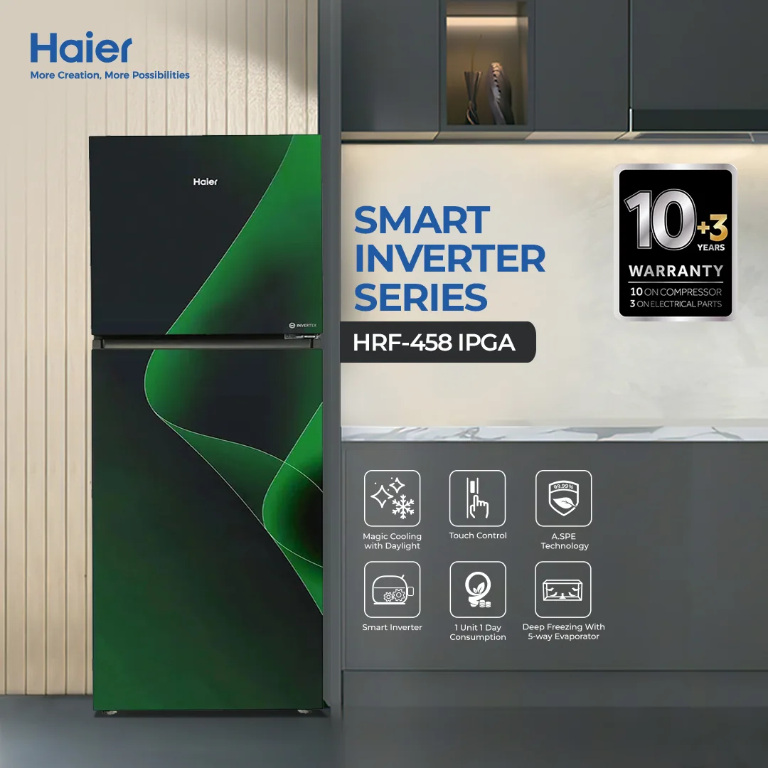 Haier - 16.3CFT Premium Refrigerator - Smart Inverter - A.SPE Technology - Touch Control - HRF-458 IPRA/IPGA — HRF-458 IPRA/IPGA