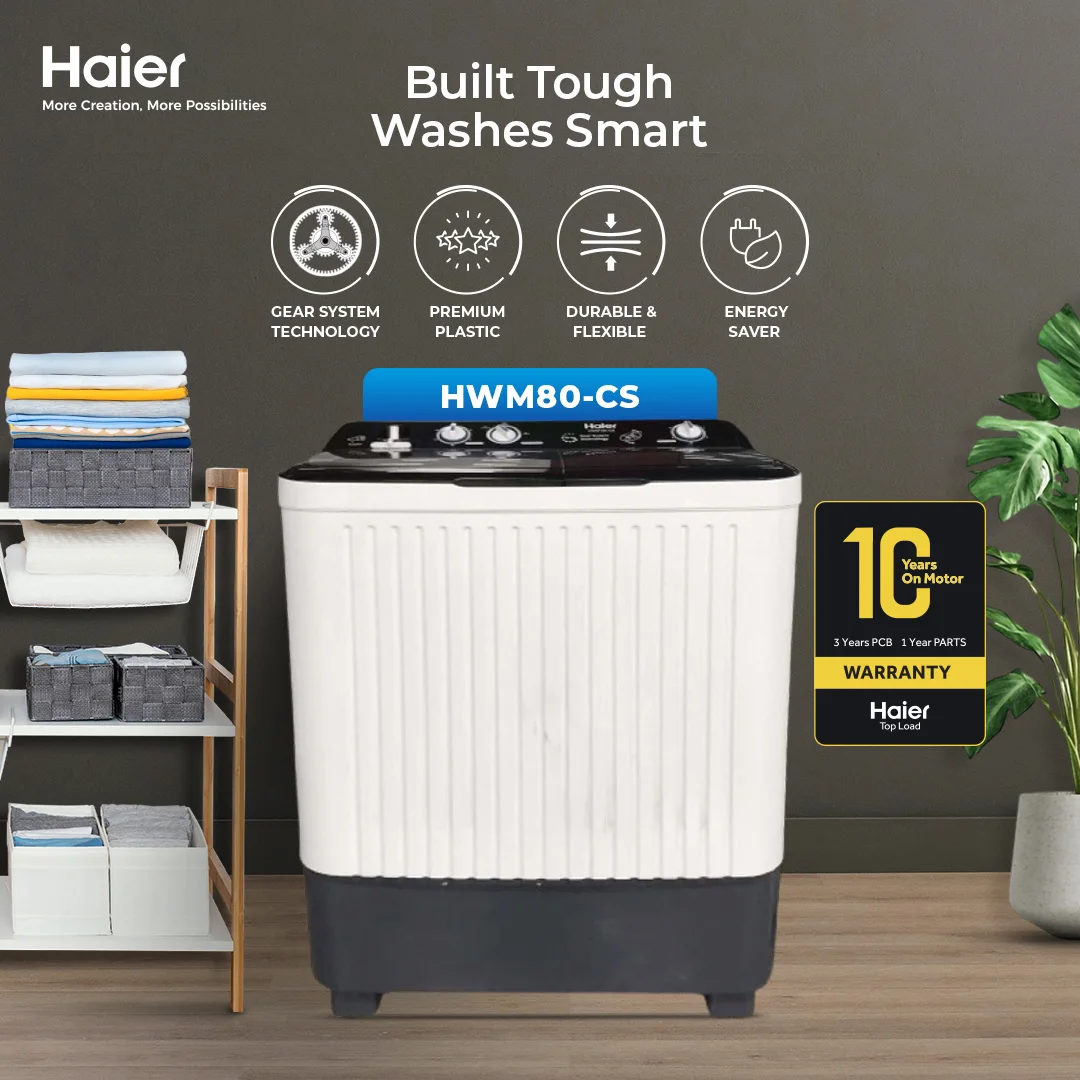 Haier -08kg - Twin Tub - Washing Machine - Semi Automatic - HWM 80 - CS