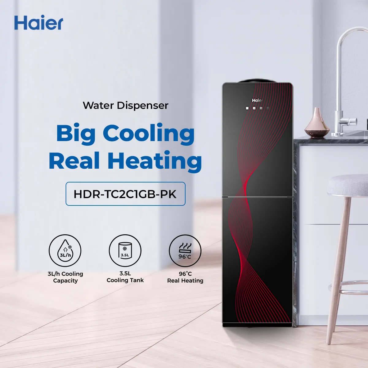 Haier - Refrigerator - Water Dispenser - Hot + Cold - HDR-TC2C1GB+ — HDR-TC2C1GB+