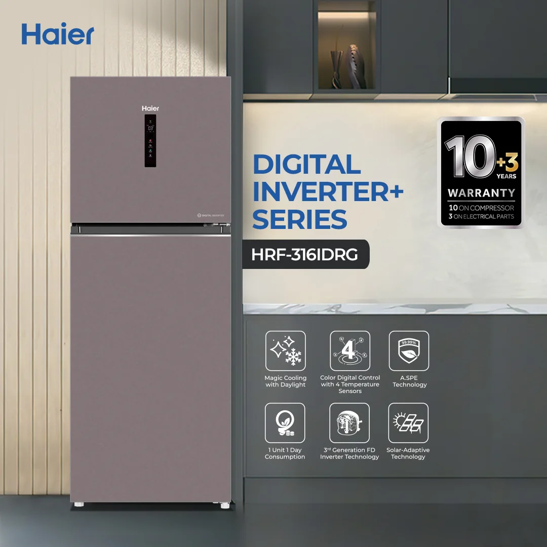 Haier - 11.16 CFT Refrigerator - Digital Inverter+ - 3rd Gen FD Inverter - Solar Adaptive Technology - HRF-316IDRG+ — HRF-316IDRG+