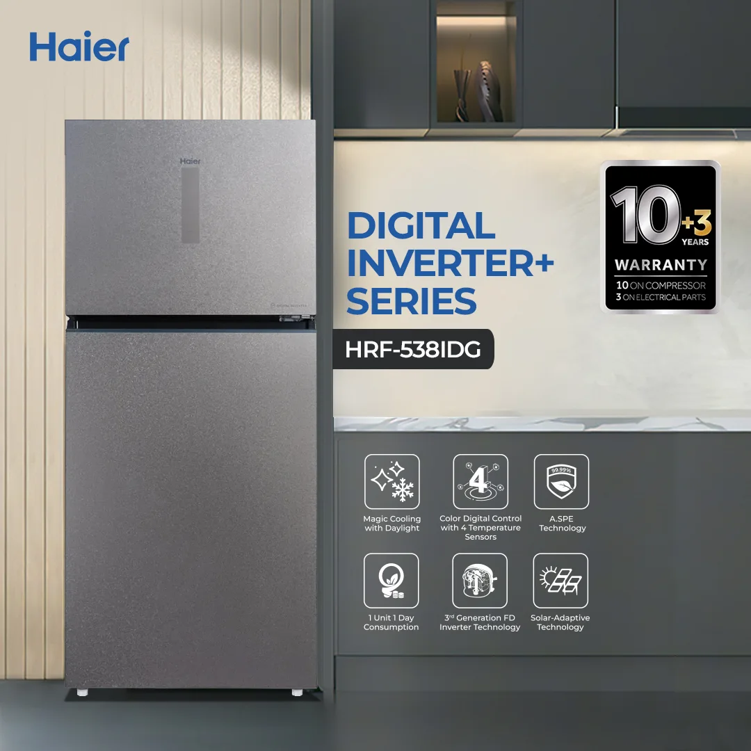 Haier - 18.99 CFT Digital Inverter+ - 3rd Gen FD Inverter - Magic Cooling - Brand Warranty - HRF-538IDG+ — HRF-538IDG+