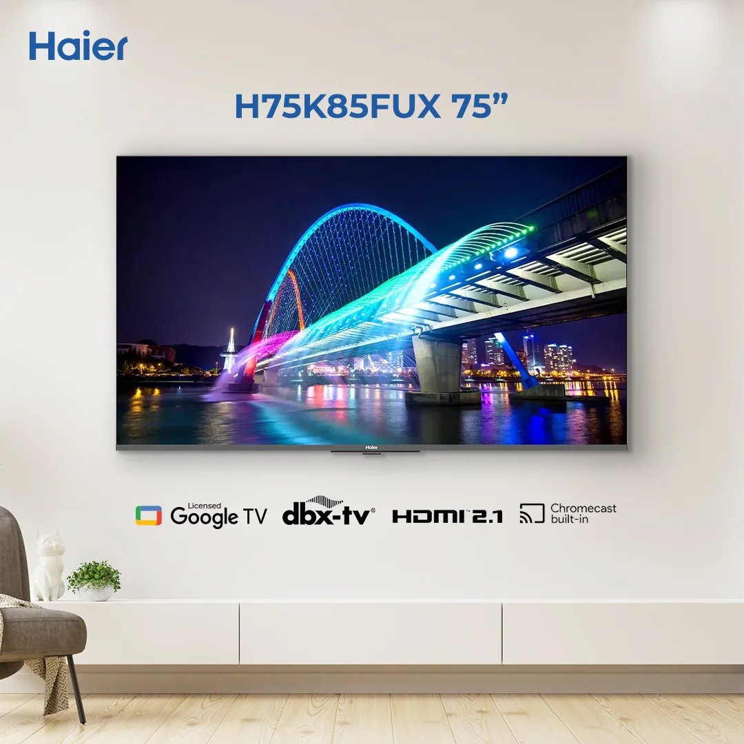 Haier - 75 Inch - UHD 4K Google Smart LED TV - Chromecast build in - dbx tv - H75K85FUX+ — H75K85FUX+