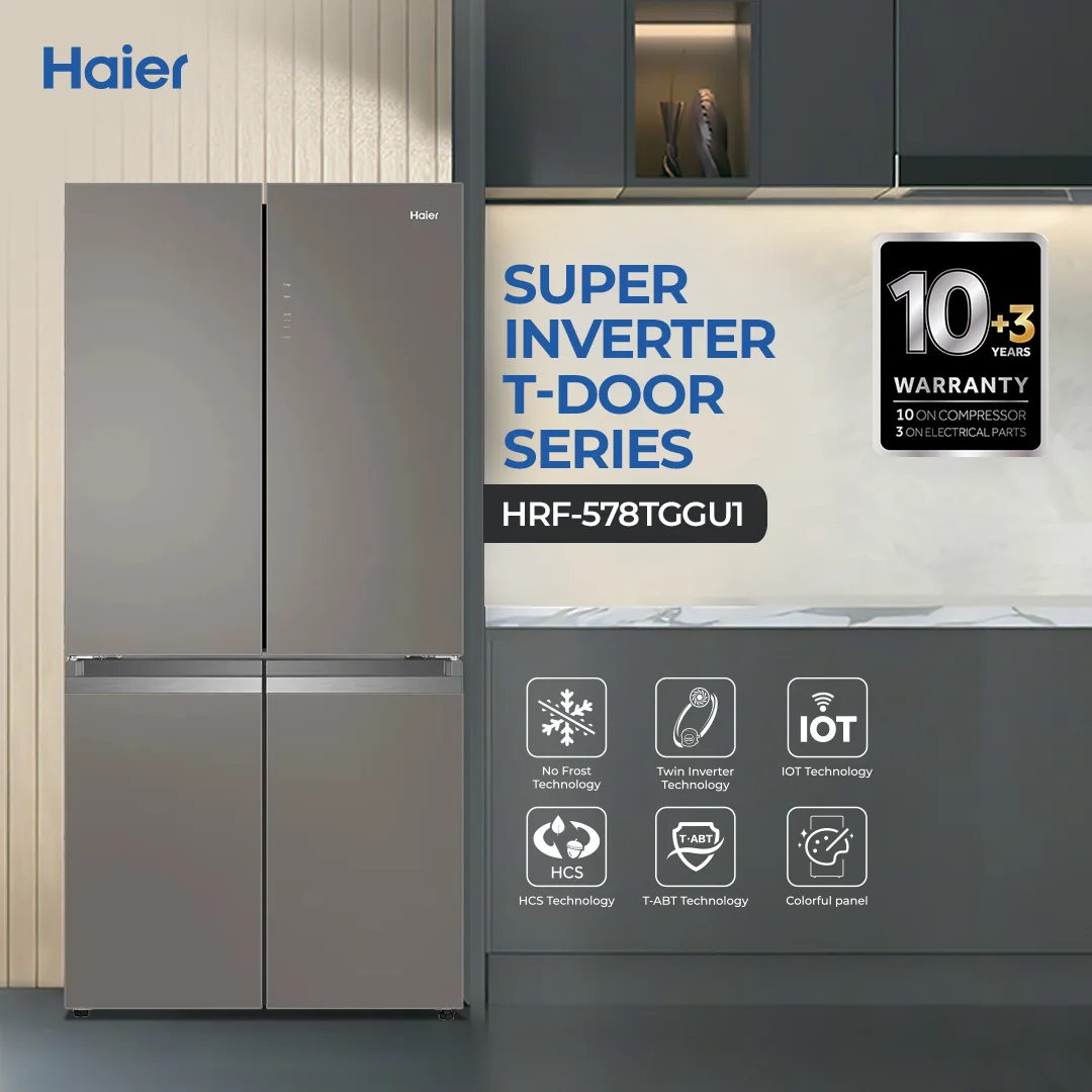 Haier - 21CFT Refrigerator - IOT Inverter - Twin Inverter X Dual Fan Technology - HCS Technology - HRF-578TGGU1 — HRF-578TGGU1