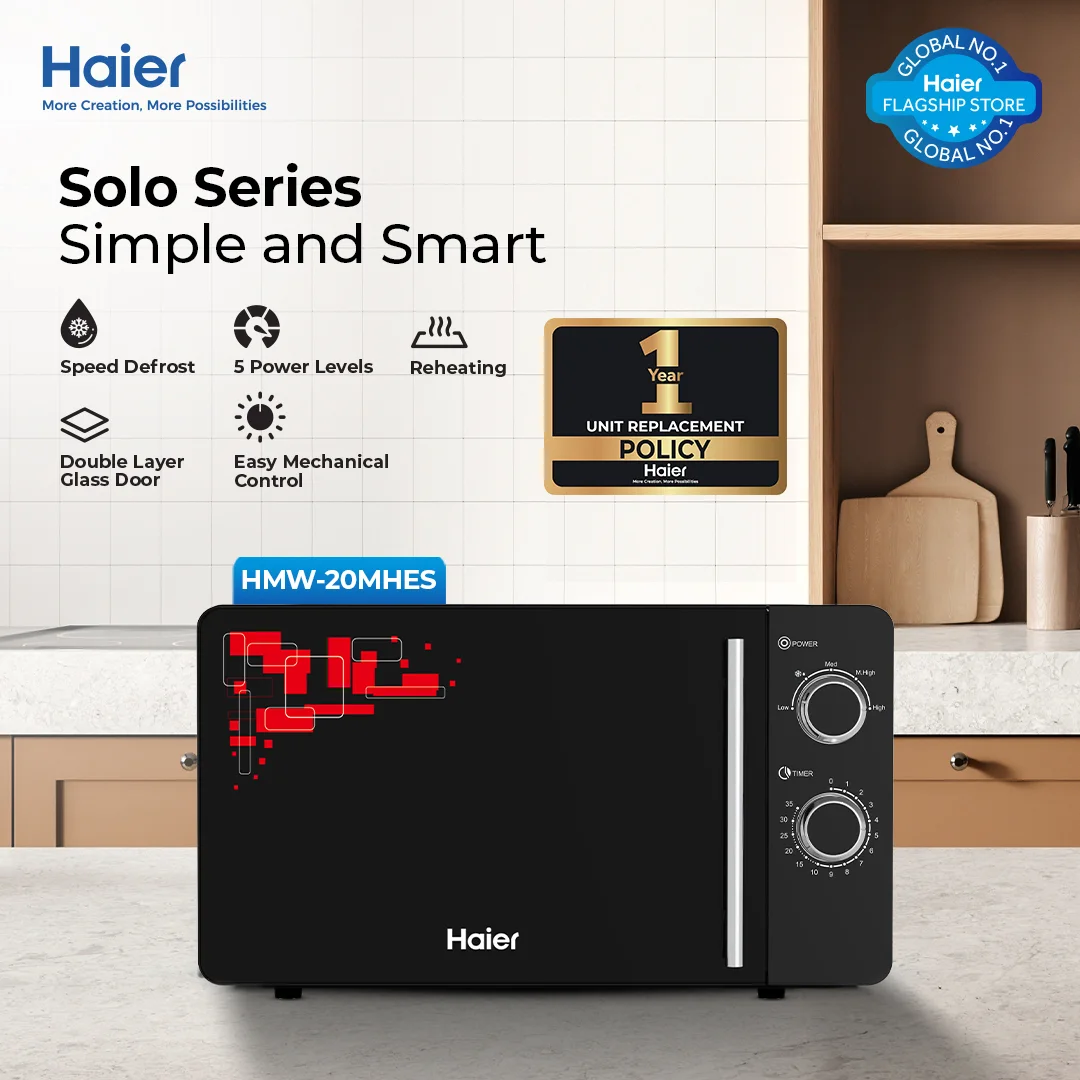 Haier - 20 L Solo - Microwave Oven - Reheating - Easy Mechanical Control - HWM 20 MHES — HWM 20 MHES