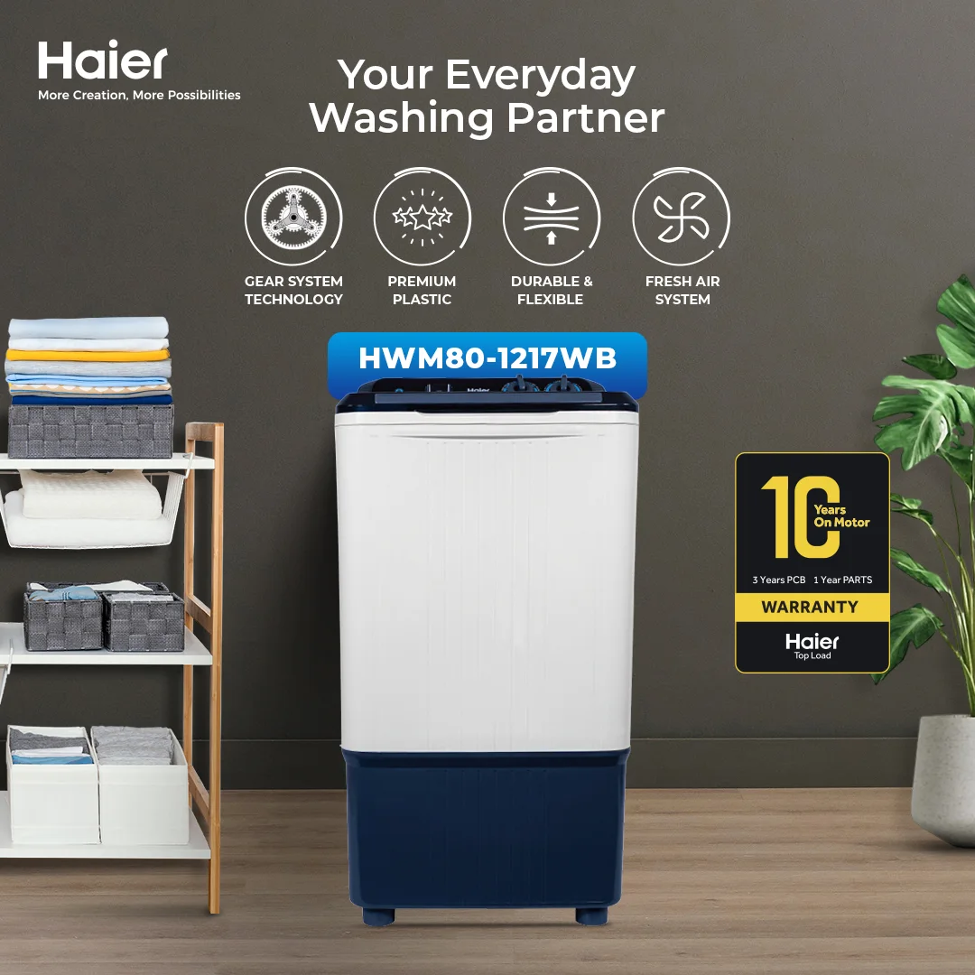 Haier -8kg - Single Tub - Semi Automatic - Washing Machine - HWM 80-1217 — HWM 80-1217