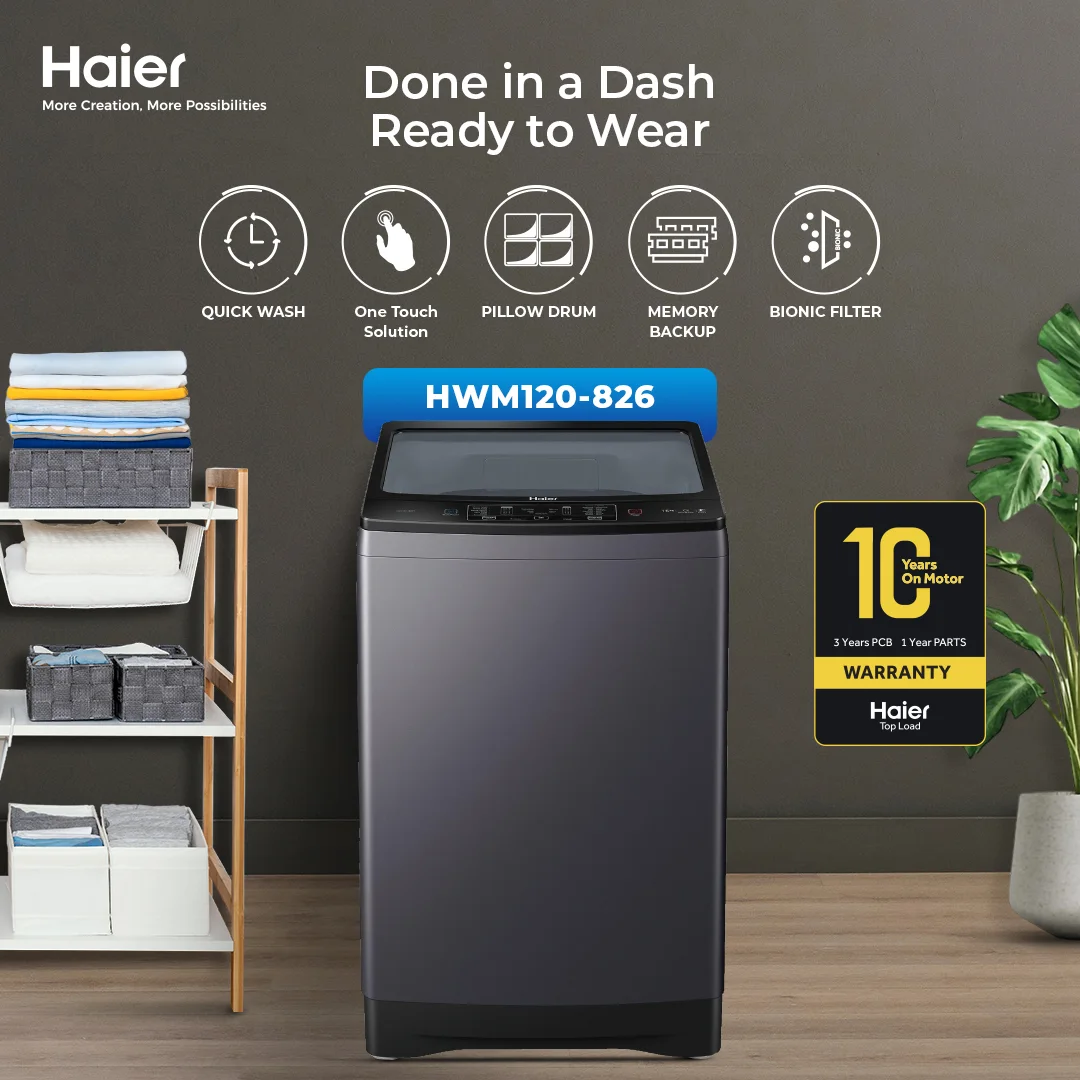 Haier - 12KG Top Load - Fully Automatic - Washing Machine - HWM120-826 — HWM120-826
