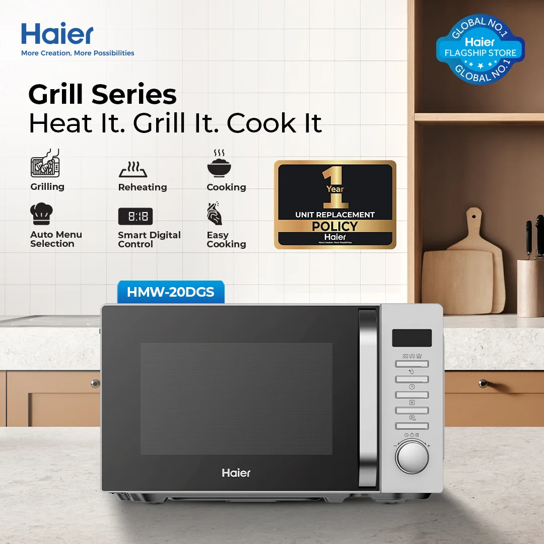 Haier - 20 L Digital Solo Grill - Microwave Oven - Reheating - Cooking - HMW-20DGS — HMW-20DGS