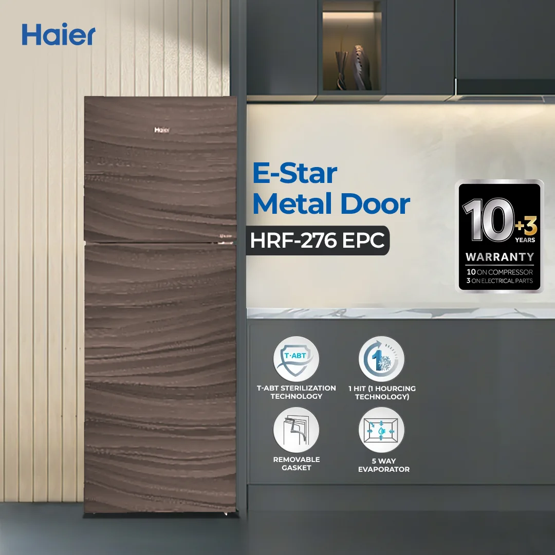 Haier - 10CFT E-Star Glass Door Refrigerator - Wide Voltage Range - 1HIT- 5 way Evaporator - HRF-276 EPR/EPB/EPC/EPG — HRF-276 EPR/EPB/EPC/EPG