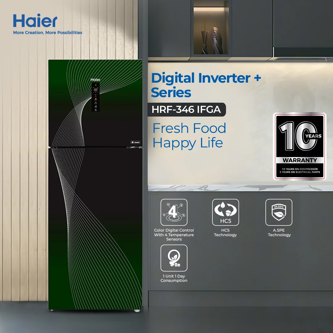 Haier - 11CFT HCS Digital Inverter Refrigerator - Frost Free - Dual Fan Technology - Solar Adaptive - HRF-316 IFRA — HRF-316 IFRA
